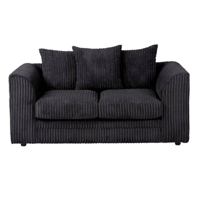 LUXURY LIFE Declan Jumbo Cord Fabric 2 Seater Sofa in Black - image 1