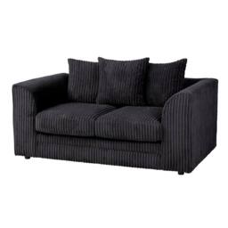 LUXURY LIFE Declan Jumbo Cord Fabric 2 Seater Sofa in Black - thumbnail 2