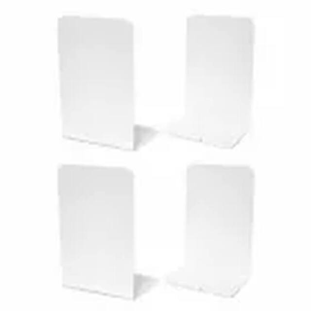 Havendro 2 Pairs of White Heavy Duty Metal Bookends Anti Slip Book Stand - image 1