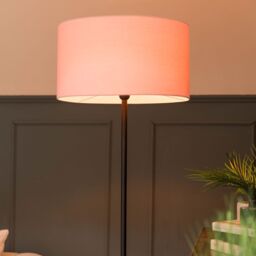 ValueLights Tavel Black Marble Base Floor Lamp With Table & Large Blush Pink Shade - thumbnail 4