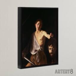 "Artery8 Caravaggio 1610 David With Head Framed Canvas Wall Art Print - Size: W12"" x H16""" - thumbnail 2