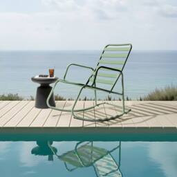 Wyld and Coco Green Aluminium Slatted Garden Rocking Chair - 2-Seat Outdoor Armchair