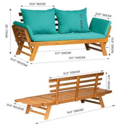 FORGEVIO Turquoise Garden Sofa Bed Folding Daybed - Size: 0.6m2 - thumbnail 2