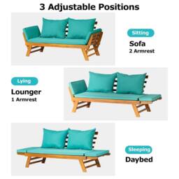 FORGEVIO Turquoise Garden Sofa Bed Folding Daybed - Size: 0.6m2 - thumbnail 3
