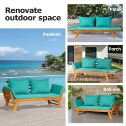 FORGEVIO Turquoise Garden Sofa Bed Folding Daybed - Size: 0.6m2 - thumbnail 5