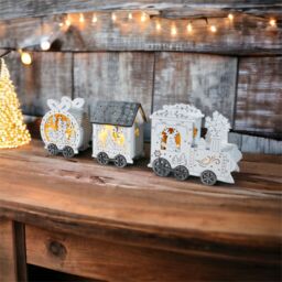 Xmas Haus Festive Light Up LED Wood Train in White - thumbnail 5