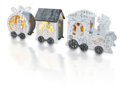 Xmas Haus Festive Light Up LED Wood Train in White - thumbnail 7