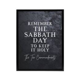 "Artery8 Ten Commandments Sabbath Bible Quote Framed Canvas Wall Art Print in Grey - Size: W12"" x H16""" - thumbnail 1