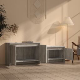 Berkfield Home TV Cabinet Grey Sonoma 146.5x35x50 cm Engineered Wood - thumbnail 3