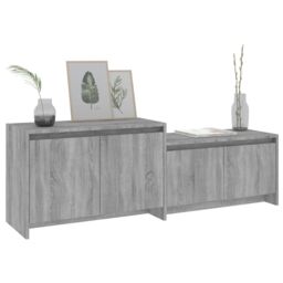 Berkfield Home TV Cabinet Grey Sonoma 146.5x35x50 cm Engineered Wood - thumbnail 4