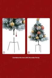 Living and Home 2Pcs Mini Frosted Outdoor Christmas Tree with Red-Gold Ball - thumbnail 4