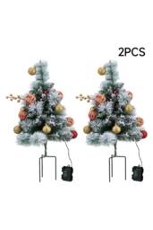 Living and Home 2Pcs Mini Frosted Outdoor Christmas Tree with Red-Gold Ball - thumbnail 5