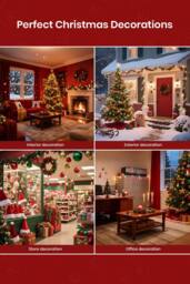 Living and Home 2Pcs Mini Frosted Outdoor Christmas Tree with Red-Gold Ball - thumbnail 3