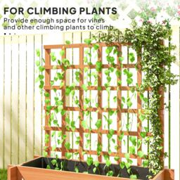 OUTSUNNY 3 Tier Wooden Garden Planters with Trellis for Vine Climbing Plants in Brown - thumbnail 4