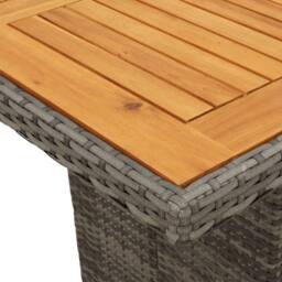 Berkfield Home Garden Table with Acacia Wood Top Grey 190x80x75 cm Poly Rattan - Size: 190 x 80 x 75 cm - thumbnail 8