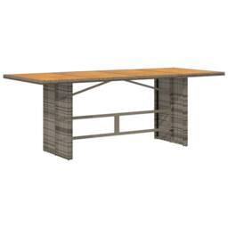 Berkfield Home Garden Table with Acacia Wood Top Grey 190x80x75 cm Poly Rattan - Size: 190 x 80 x 75 cm - thumbnail 6