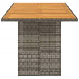 Berkfield Home Garden Table with Acacia Wood Top Grey 190x80x75 cm Poly Rattan - Size: 190 x 80 x 75 cm - thumbnail 5