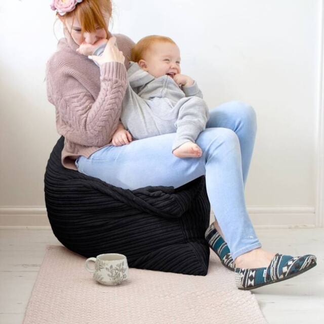 rucomfy Beanbags rucomfy Jumbo Cord Bean Bag Floor Cushion - Indoor Versatile Seat in Black - image 1