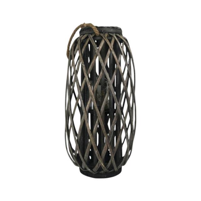 Four Candle Grey Wicker Decorative Lantern - 50cm - image 1