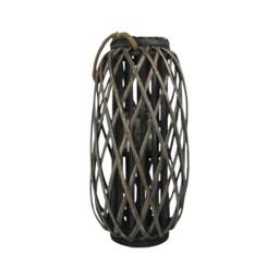 Four Candle Grey Wicker Decorative Lantern - 50cm