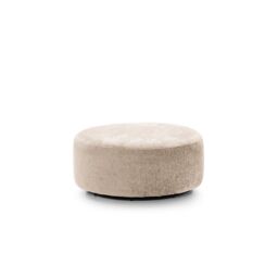 Abakus Direct Harriet Crushed Chenille Large Swivel Footstool in Cream - thumbnail 1