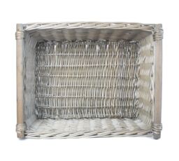 Red Hamper Wicker Grey Wash Wooden Handled Storage Basket - Size: Large - thumbnail 3
