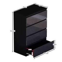 Home Discount Vida Designs Glinton 3Pc Bedroom Set(2Dr Bedside, 4Dr Chest, Wardrobe) in Black - thumbnail 3