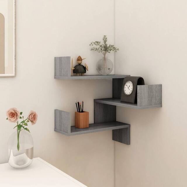 Berkfield Home Wall Corner Shelf Grey Sonoma 40x40x50 cm Engineered Wood - Size: 40 x 40 x 50 cm - image 1