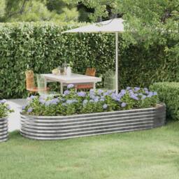 Berkfield Home Garden Raised Bed Powder-coated Steel 249x100x36 cm Silver - Size: 249 x 100 x 36 cm - thumbnail 2