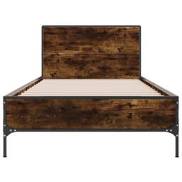 Berkfield Home Durable Bed Frame without Mattress Smoked Oak 75x190 cm Small Single in Brown - thumbnail 4