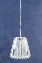 Orsina Cone Pendant Light with Geometric Glass Shade, Chrome Frame Crystal Ceiling Light, 1 Bulb Boutique Light in Silver - thumbnail 2