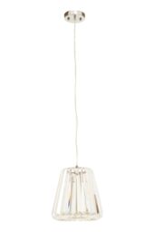 Orsina Cone Pendant Light with Geometric Glass Shade, Chrome Frame Crystal Ceiling Light, 1 Bulb Boutique Light in Silver - thumbnail 5