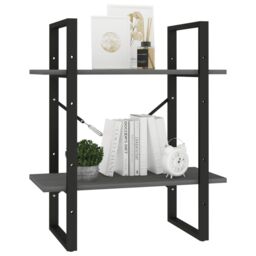 Berkfield Home 2-Tier Book Cabinet Grey 60x30x70 cm Solid Pine Wood - Size: 60 x 30 x 70 cm - thumbnail 4