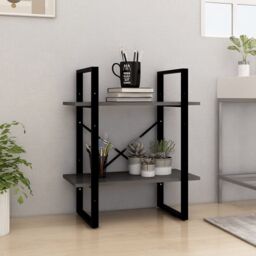 Berkfield Home 2-Tier Book Cabinet Grey 60x30x70 cm Solid Pine Wood - Size: 60 x 30 x 70 cm - thumbnail 1