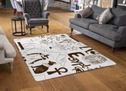 Benjamin Tate Design Hand Drawn Sketch Egypt Designer Rug in Natural - Size: Large - thumbnail 2