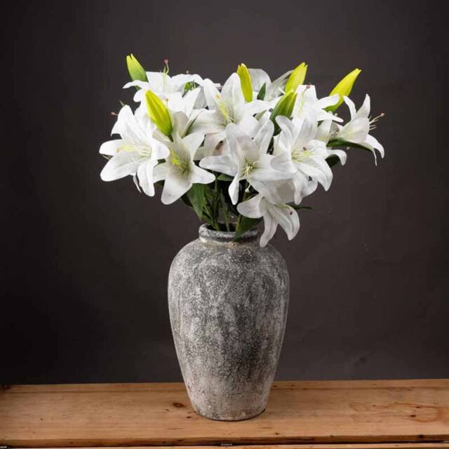 Lemon Pavilion Furniture and Decor Lily Artificial Flower - Plastic - L28 x W28 x H87 cm - White