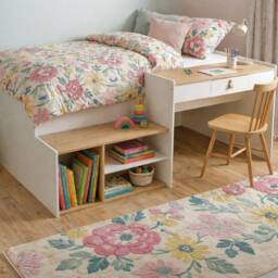 Nöa and Nani Saku Midsleeper Kids Bed with Desk, Storage Stairs & Shelves White - Size: Single - thumbnail 3