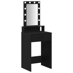 Berkfield Home Makeup Table with LED Lights - Black Oak, 50x41x140 cm - Size: 50 x 41 x 140 cm - thumbnail 2