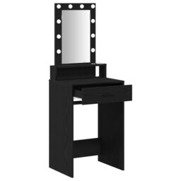 Berkfield Home Makeup Table with LED Lights - Black Oak, 50x41x140 cm - Size: 50 x 41 x 140 cm - thumbnail 4