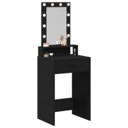 Berkfield Home Makeup Table with LED Lights - Black Oak, 50x41x140 cm - Size: 50 x 41 x 140 cm - thumbnail 3