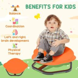 STILVORA Kids' Spinning Chair 360° Planet Design in Orange - thumbnail 7