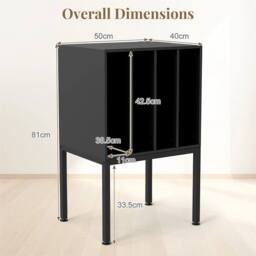 Nordara Turntable Stand with Vinyl Storage Shelves Record Storage Table in Black - thumbnail 2