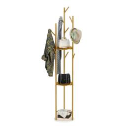 FORGEVIO Coat Rack Stand with Marble Base, Clothes Hanging Rail for Hallway in Gold - thumbnail 1