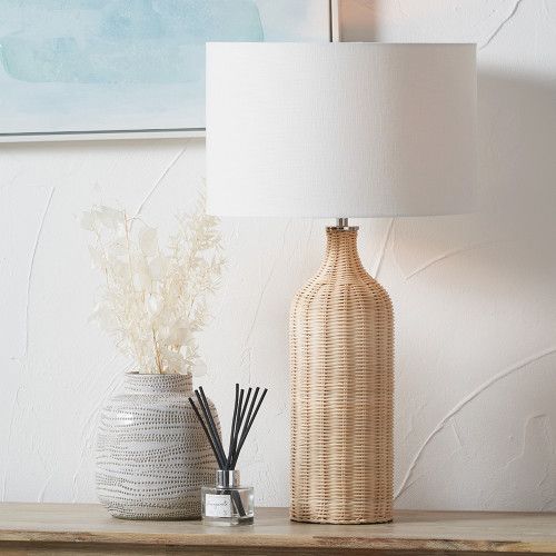 Ruma Rattan Bottle Table Lamp with Shade in Natural - image 1
