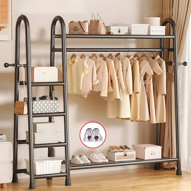 Hinsinc Heavy Duty Double Rail Garment Rack - Open Wardrobe Clothes Hanger in Black - image 1