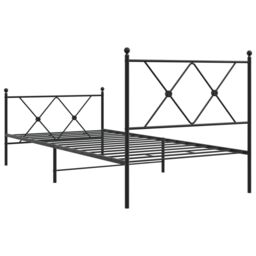 Berkfield Home Metal Bed Frame without Mattress with Footboard Black 90x190cm - Size: 90x190 cm - thumbnail 6