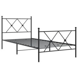 Berkfield Home Metal Bed Frame without Mattress with Footboard Black 90x190cm - Size: 90x190 cm - thumbnail 3