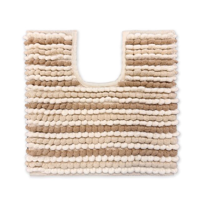 Allure Bath Fashions Striped Chunky Bobble Pedestal Toilet Mat in Natural - image 1