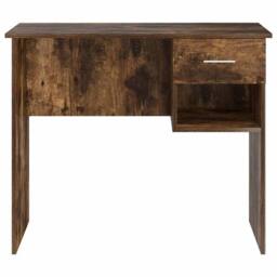Berkfield Home Desk with Storage Smoked Oak 90x49.5x75 cm Engineered wood - thumbnail 6