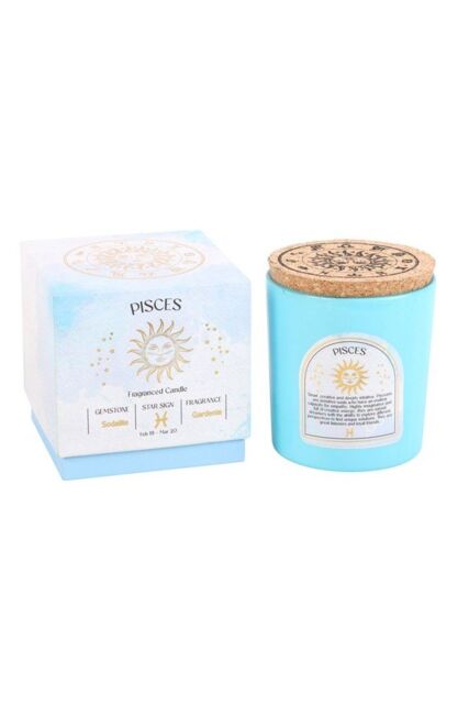 KDMD Pisces Gardenia Gemstone Zodiac Candle in Blue - image 1